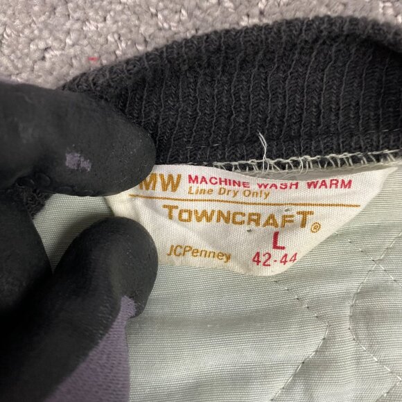 Vintage JCPenney Towncraft Quilted Bomber Jacket Mens Large Medium Olive Penneys - Picture 8 of 14